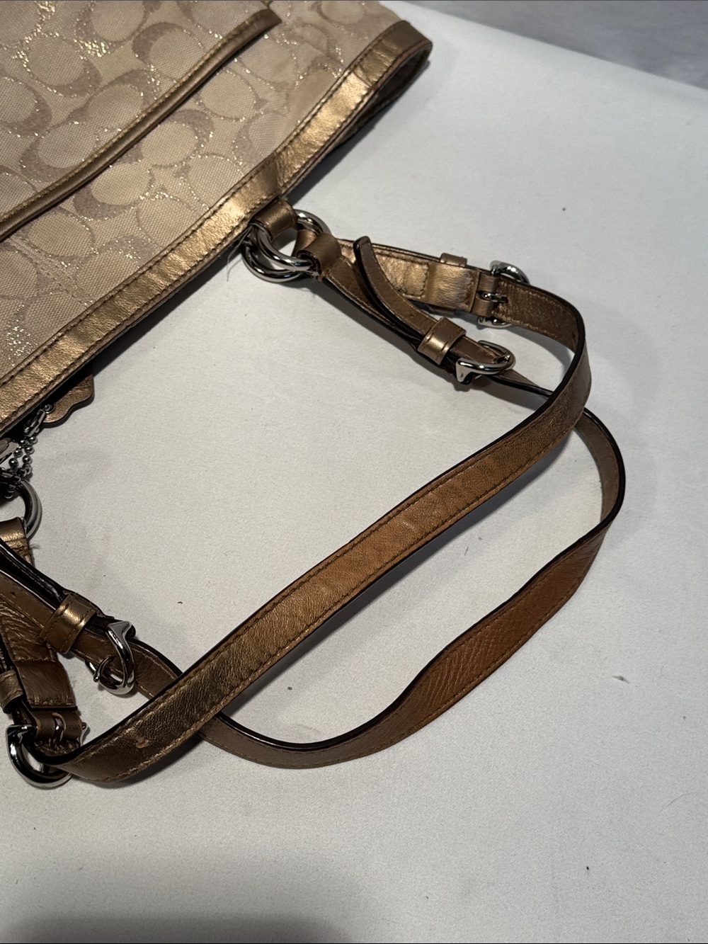 Coach Beige Signature Shoulder Bag - Picture 8 of 16